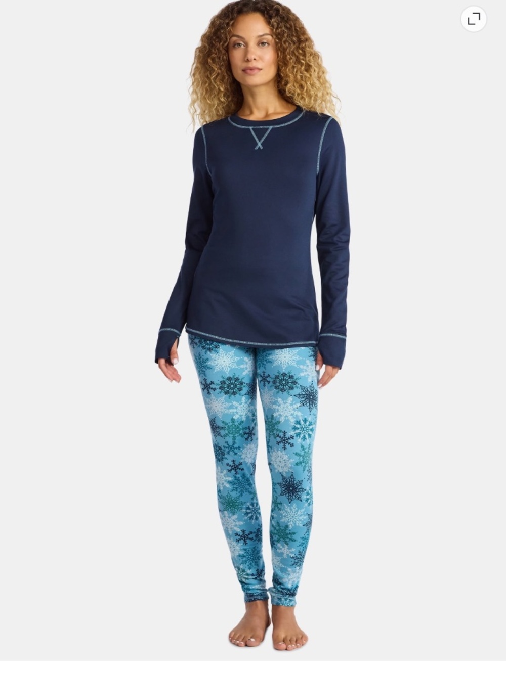 ClimateRight Women’s Blue Snowflake Thermal Base Layer 2 PC Set Size Medium NWT